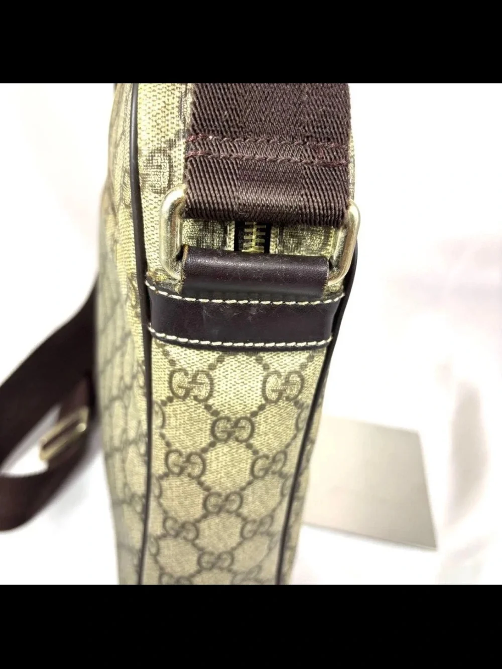 Gucci Brown/Tan Monogram Messenger Bag